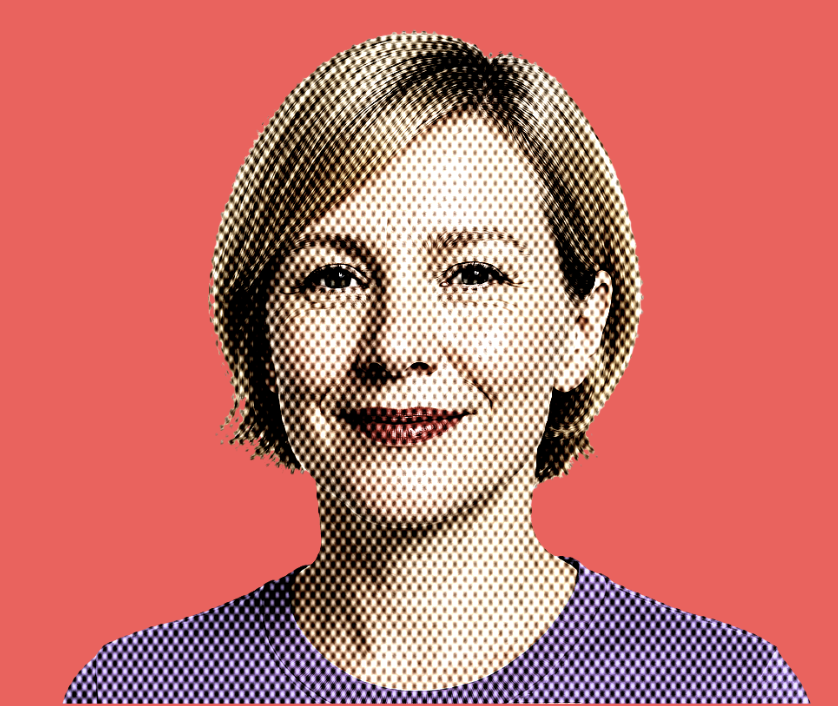 an abstract painting of blue and red colors